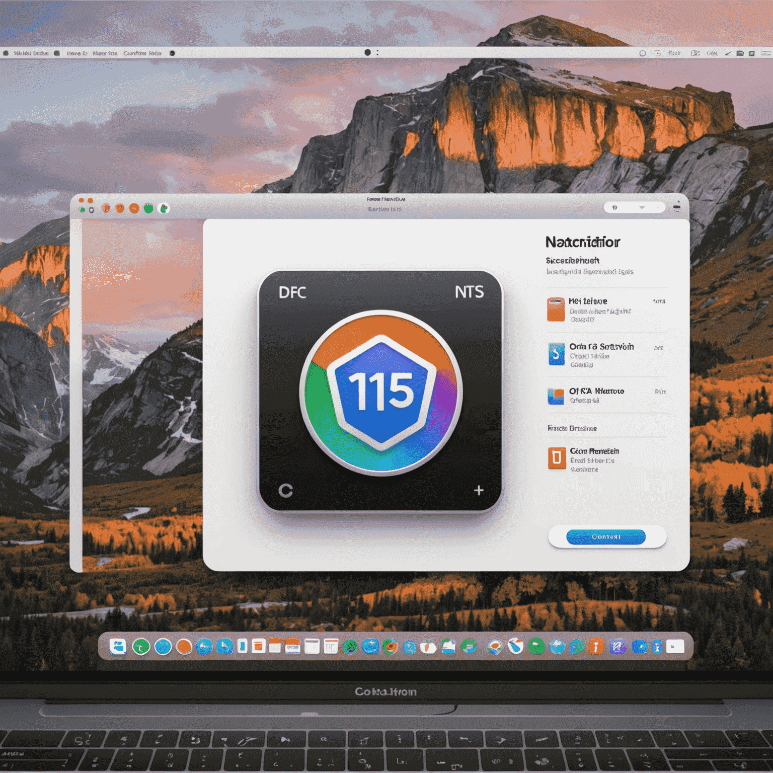 Conceptual image of macOS 15 interface with NTFS drive icon prominently displayed, showcasing seamless integration