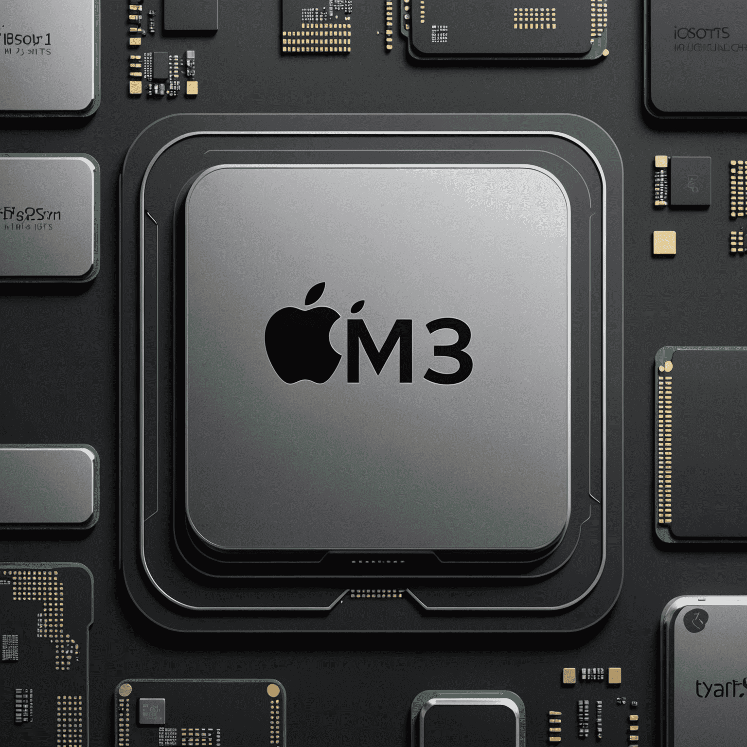 Visual representation of Apple Silicon M1, M2, and M3 chips with ntfsiboysoft logo, indicating full compatibility